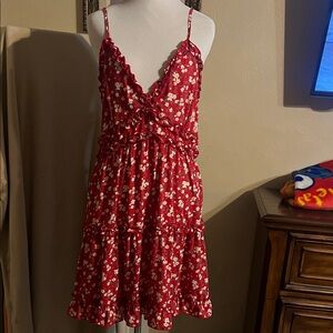 Inspired Hearts Red Floral Mini Dress